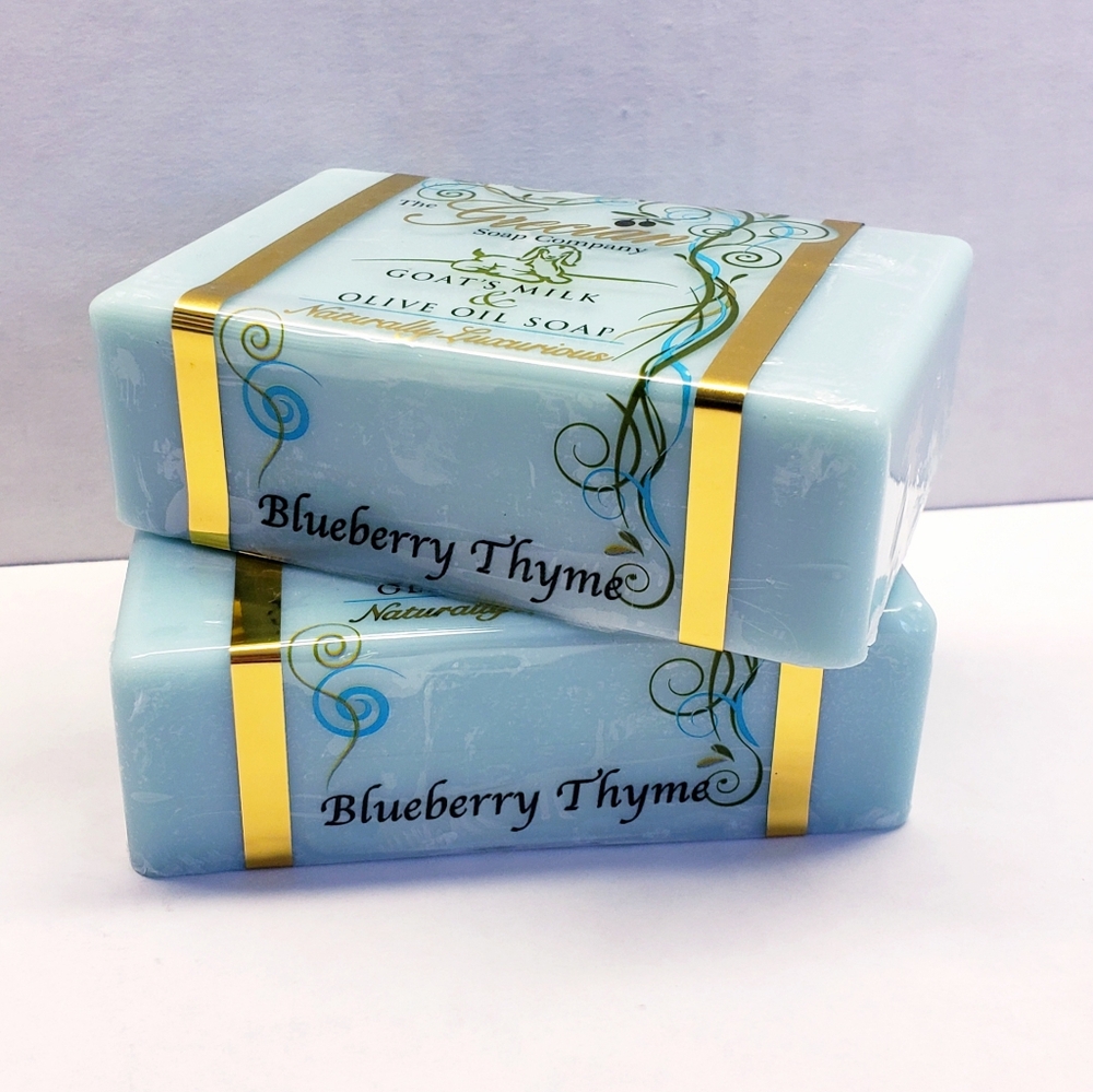 The Grecian Soap BLUEBERRY THYME Goat's Milk & Olive Oil Beauty Bar, 6 oz(2pack)